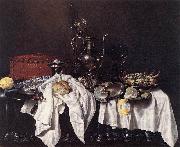 HEDA, Willem Claesz. Still-Life with Pie, Silver Ewer and Crab sg Sweden oil painting artist